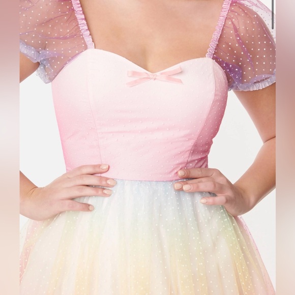 NWT Unique Vintage Pastel Ombre Tulle Sweetheart Fit & Flare Dress XL/14 - Picture 3 of 8